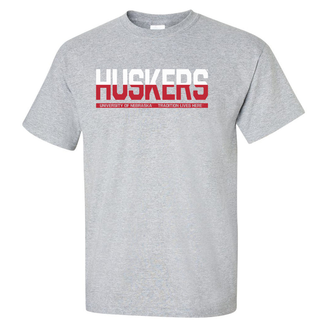 Nebraska Cornhuskers ½ & ½ "HUSKERS" Tee Shirt