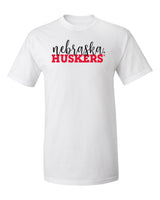 Nebraska Huskers Tee Shirt - Script Nebraska Block Huskers