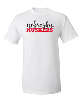 Nebraska Huskers Tee Shirt - Script Nebraska Block Huskers