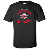 Nebraska Husker Tee Shirt - Script Blackshirts THROW THE BONES