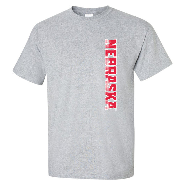 Nebraska Huskers Tee Shirt - Vertical Nebraska Red & White Fade