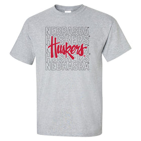 Nebraska Huskers Tee Shirt - Script Huskers Overlay