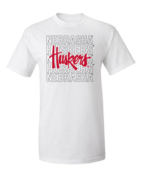 Nebraska Huskers Tee Shirt - Script Huskers Overlay
