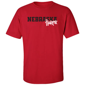 Nebraska Huskers Tee Shirt - Script Huskers Overlap