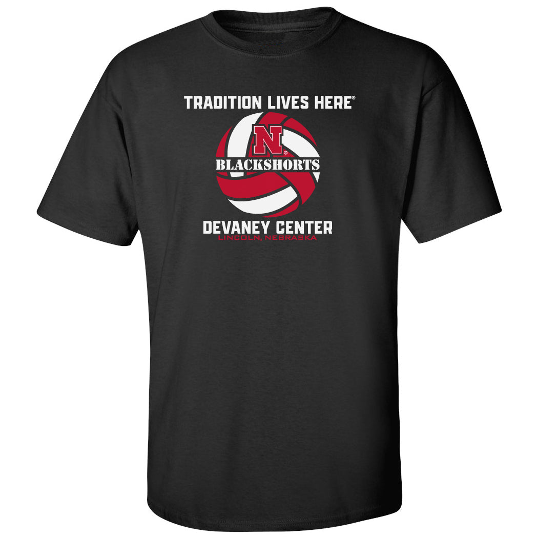 Nebraska Huskers Tee Shirt - Blackshorts Volleyball Tradition Lives Here