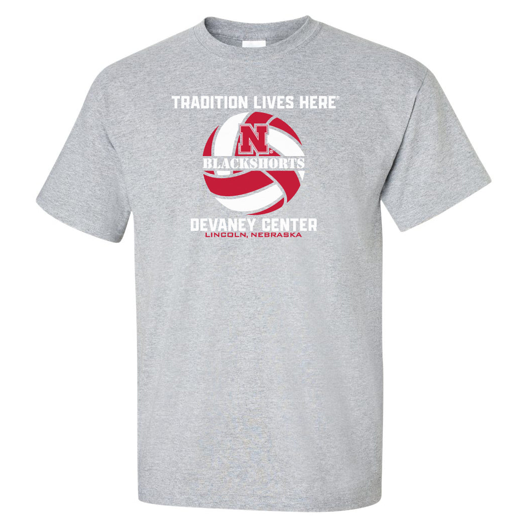Nebraska Huskers Tee Shirt - Blackshorts Volleyball Tradition Lives Here