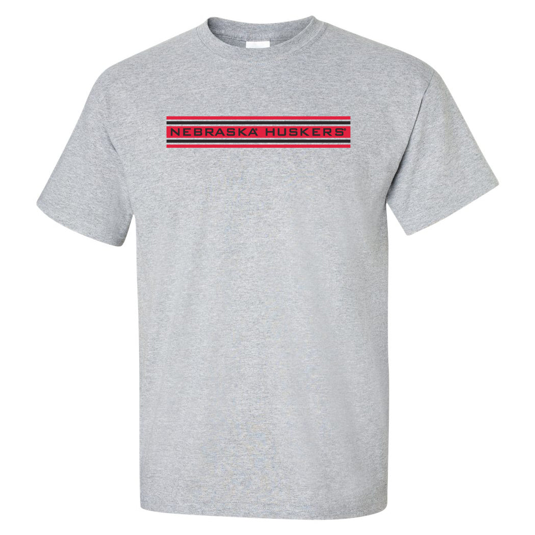 Nebraska Huskers Tee Shirt - Nebraska Huskers Horiz Stripe