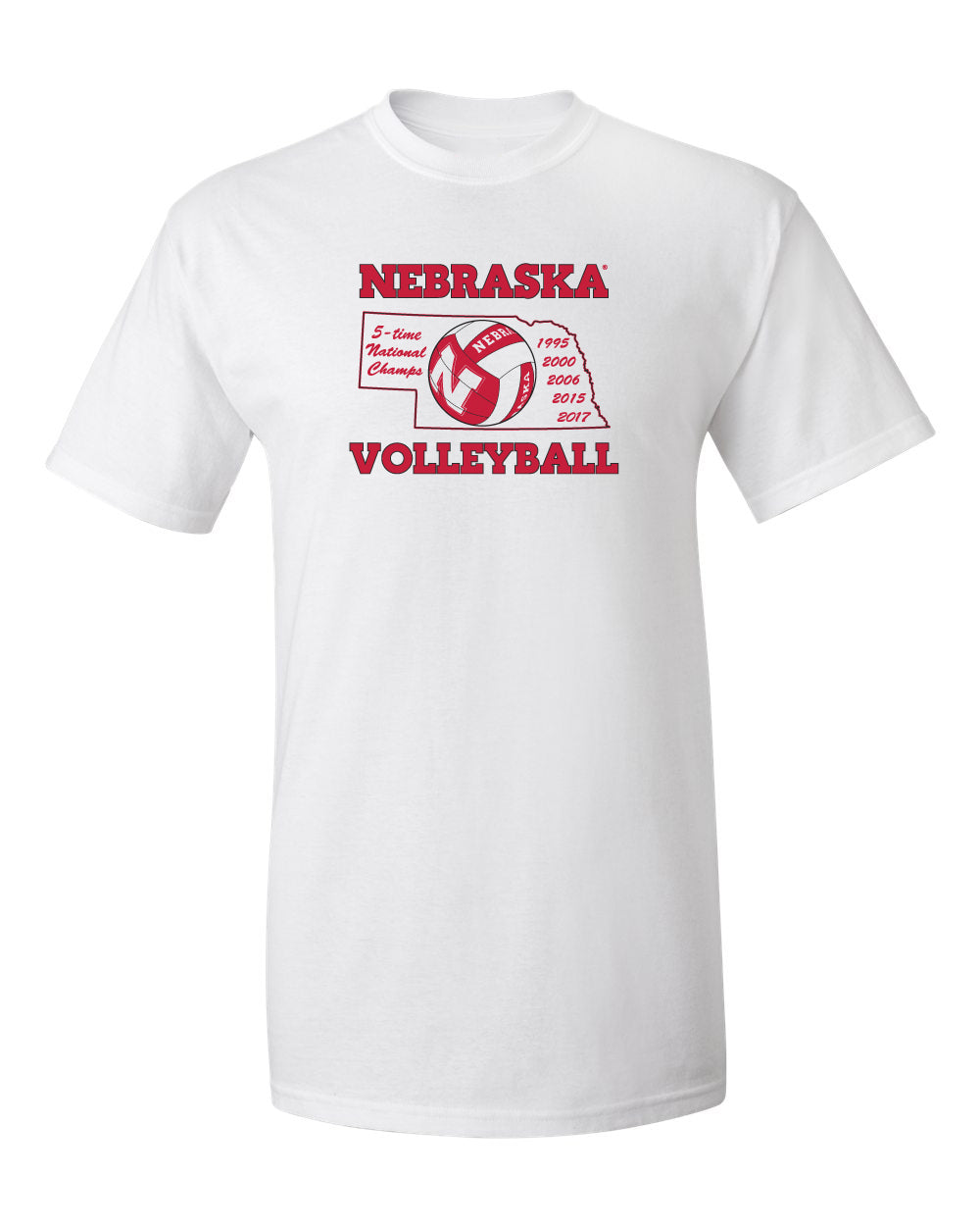 Nebraska Huskers Tee Shirt - Huskers Volleyball 5-Time National Champions