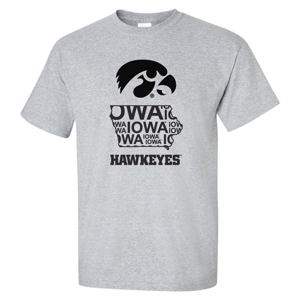 Iowa Tee Shirt - Iowa Hawkeye State Outline