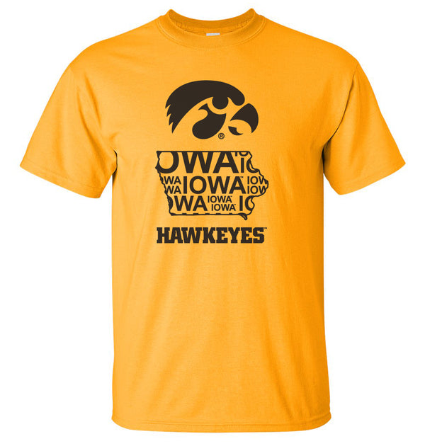 Iowa Tee Shirt - Iowa Hawkeye State Outline