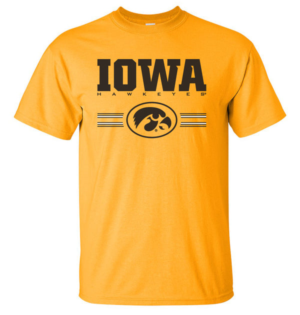 Iowa Hawkeyes Tee Shirt  - IOWA Hawkeyes Horizontal Stripe with Oval Tigerhawk