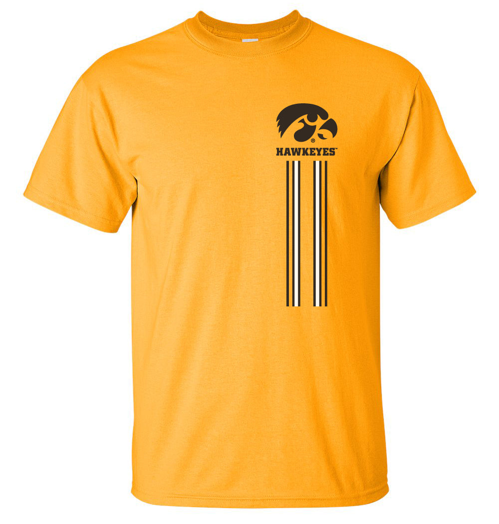 Iowa Hawkeyes Tee Shirt - IOWA Hawkeyes Vertical Stripe with Tigerhawk ...