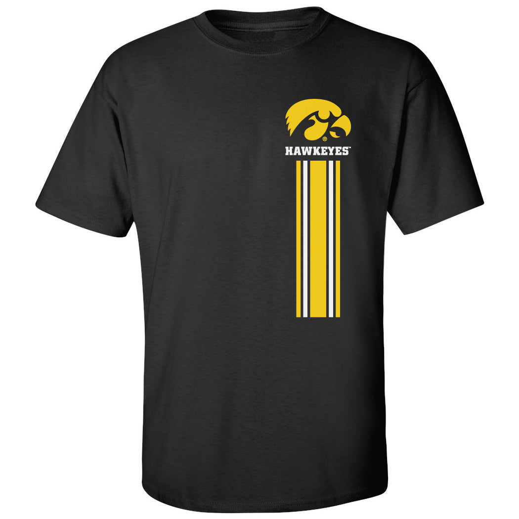 Iowa Hawkeyes Tee Shirt - IOWA Hawkeyes Vertical Stripe with Tigerhawk