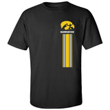 Iowa Hawkeyes Tee Shirt - IOWA Hawkeyes Vertical Stripe with Tigerhawk