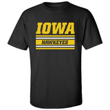 Iowa Hawkeyes Tee Shirt - Horizontal Stripe Italic Iowa HAWKEYES