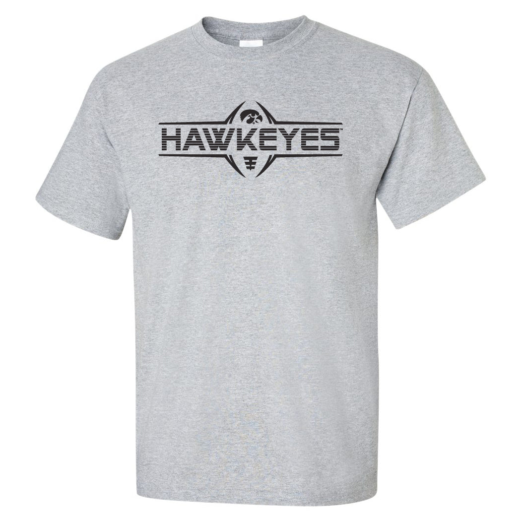 Iowa Hawkeyes Tee Shirt - Striped HAWKEYES Football Laces