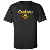 Iowa Hawkeyes Tee Shirt - Script Hawkeyes Full Color Fade Oval Tigerhawk