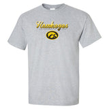 Iowa Hawkeyes Tee Shirt - Script Hawkeyes Full Color Fade Oval Tigerhawk