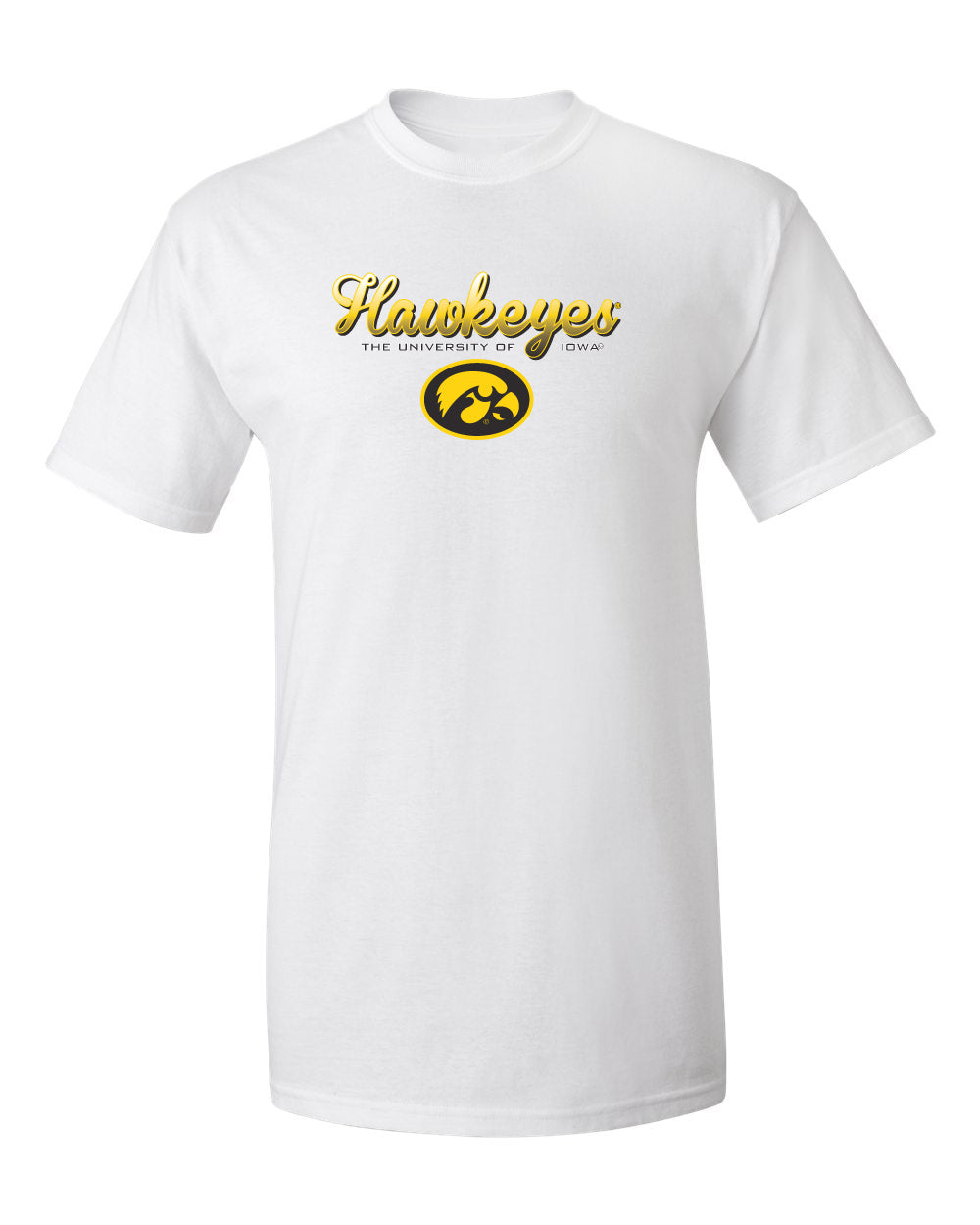 Iowa Hawkeyes Tee Shirt - Script Hawkeyes Full Color Fade Oval Tigerhawk