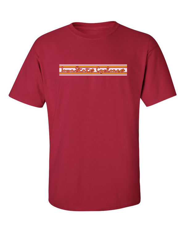 Iowa State Cyclones Tee Shirt - Horizontal Stripe Script Iowa State Cyclones