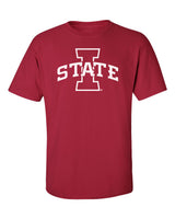 Iowa State Cyclones Tee Shirt - Primary Logo White on Cardinal