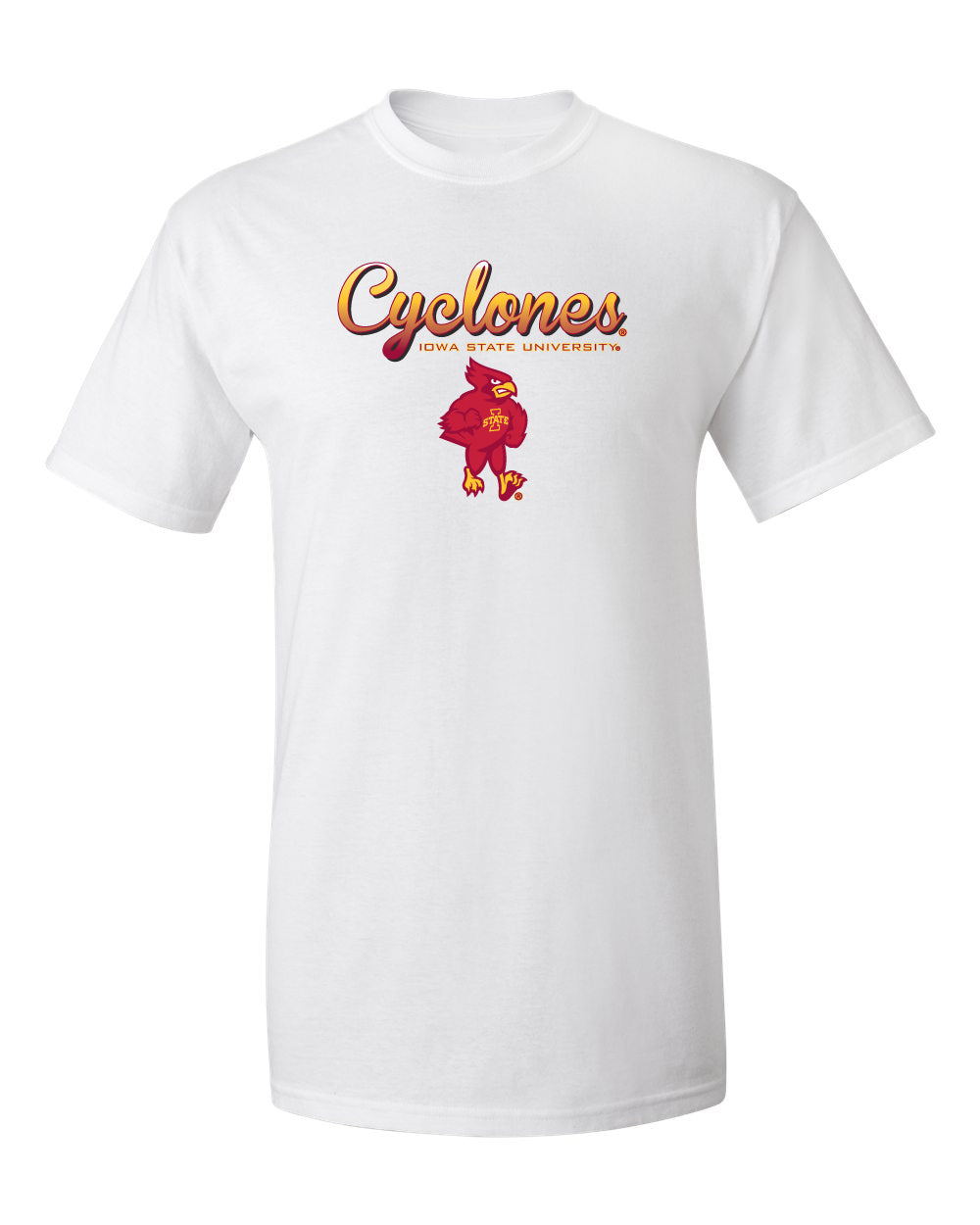 Iowa State Cyclones Tee Shirt - Script Cyclones Full Color Fade with Cy