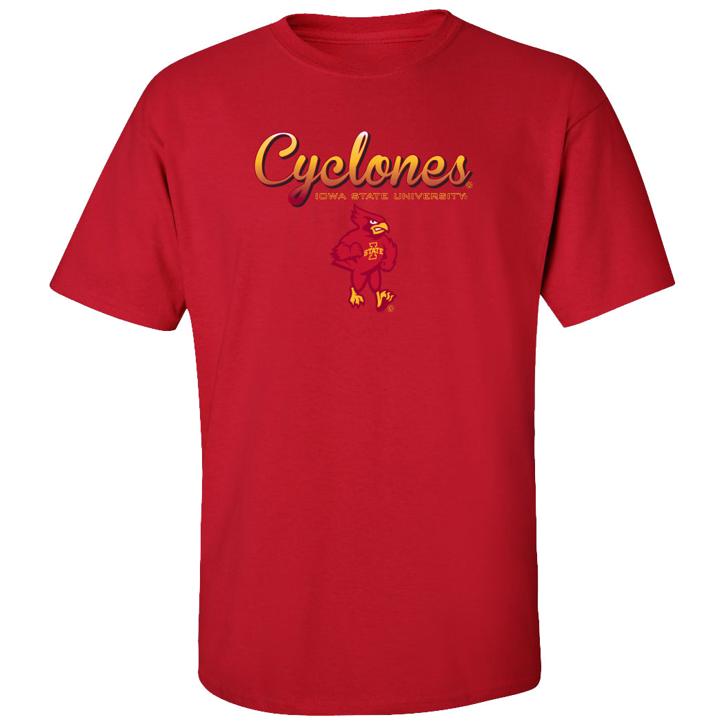Iowa State Cyclones Tee Shirt - Script Cyclones Full Color Fade with Cy