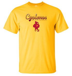Iowa State Cyclones Tee Shirt - Script Cyclones Full Color Fade with Cy
