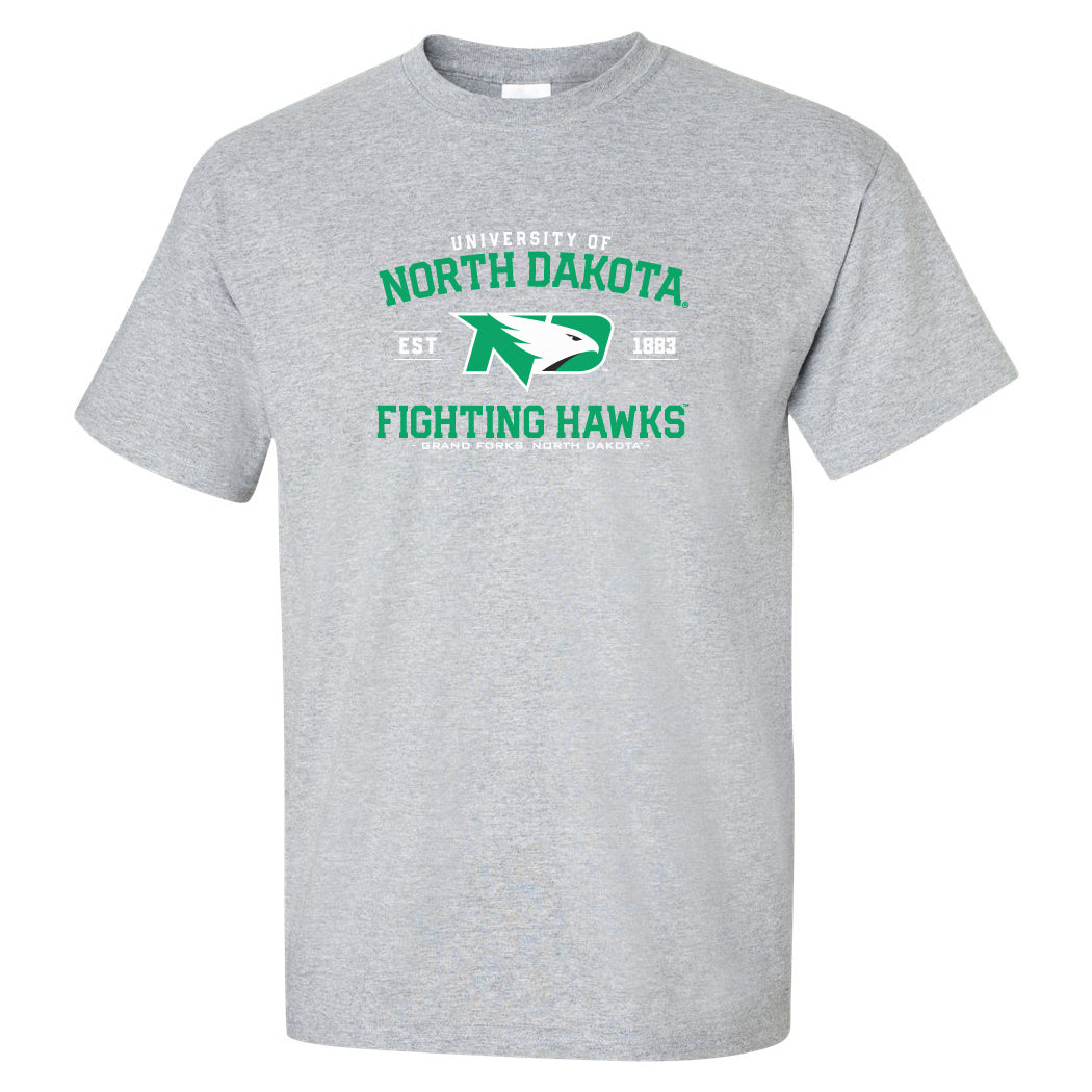 North Dakota Fighting Hawks Tee Shirt - North Dakota Arch Primary Logo