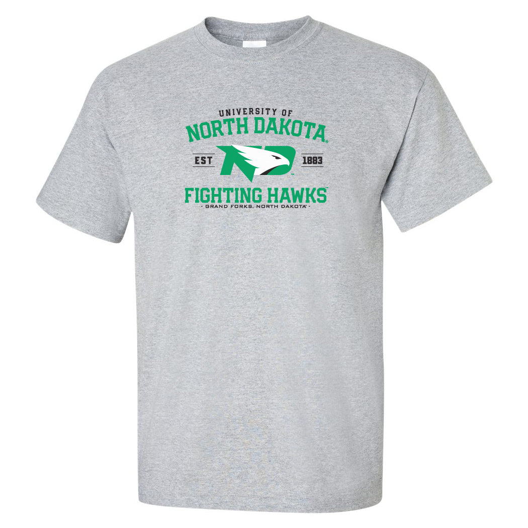 North Dakota Fighting Hawks Tee Shirt - North Dakota Arch Primary Logo