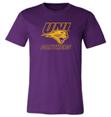 Northern Iowa Panthers Tee Shirt - Gold UNI Panthers Logo on Purple
