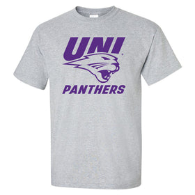 Northern Iowa Panthers Tee Shirt - Purple UNI Panthers Logo on Gray