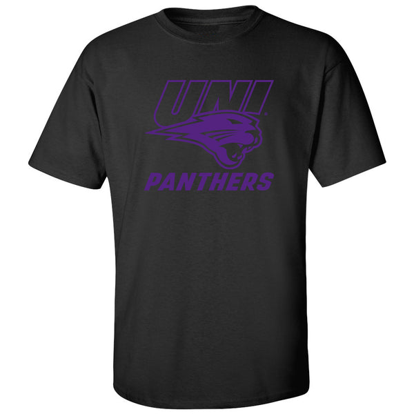 Northern Iowa Panthers Tee Shirt - Purple UNI Panthers Logo on Black