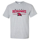 Miami University RedHawks Tee Shirt - Hawk Head 3-Stripe