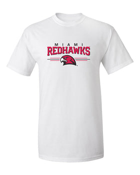 Miami University RedHawks Tee Shirt - Hawk Head 3-Stripe