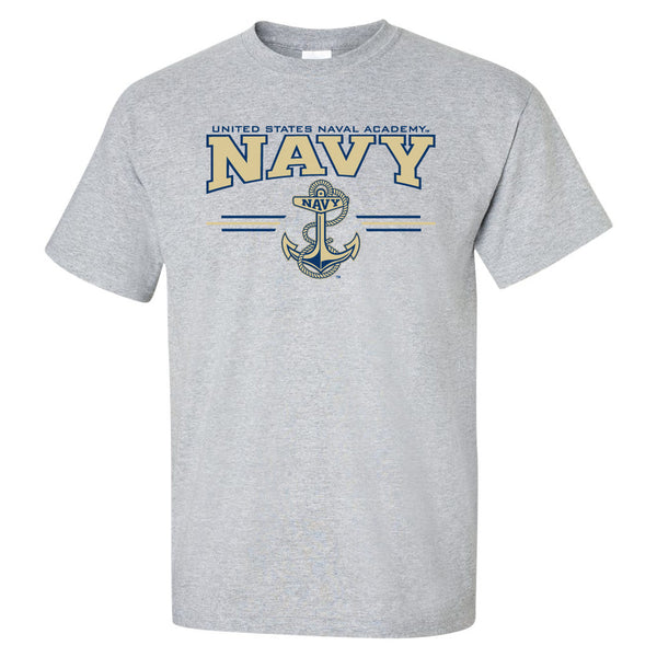 Navy Midshipmen Tee Shirt - U.S. Navy 3 Stripe Anchor Logo