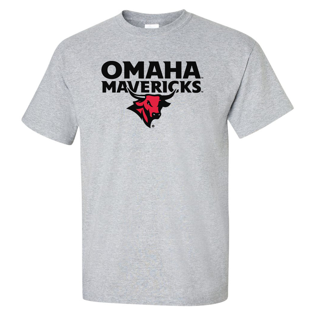 Omaha Mavericks Tee Shirt - Omaha Mavericks with Bull on Gray