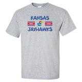 Kansas Jayhawks Tee Shirt - Horiz Stripe Rock Chalk