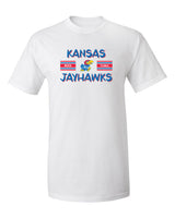Kansas Jayhawks Tee Shirt - Horiz Stripe Rock Chalk