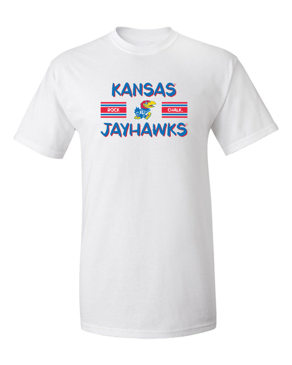 Kansas Jayhawks Tee Shirt - Horiz Stripe Rock Chalk