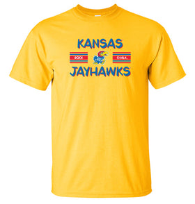 Kansas Jayhawks Tee Shirt - Horiz Stripe Rock Chalk