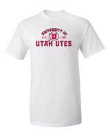 Utah Utes Tee Shirt - U of U Arch with Circle Feather Logo