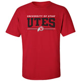 Utah Utes Tee Shirt - Arch UTES 3 Stripe Logo