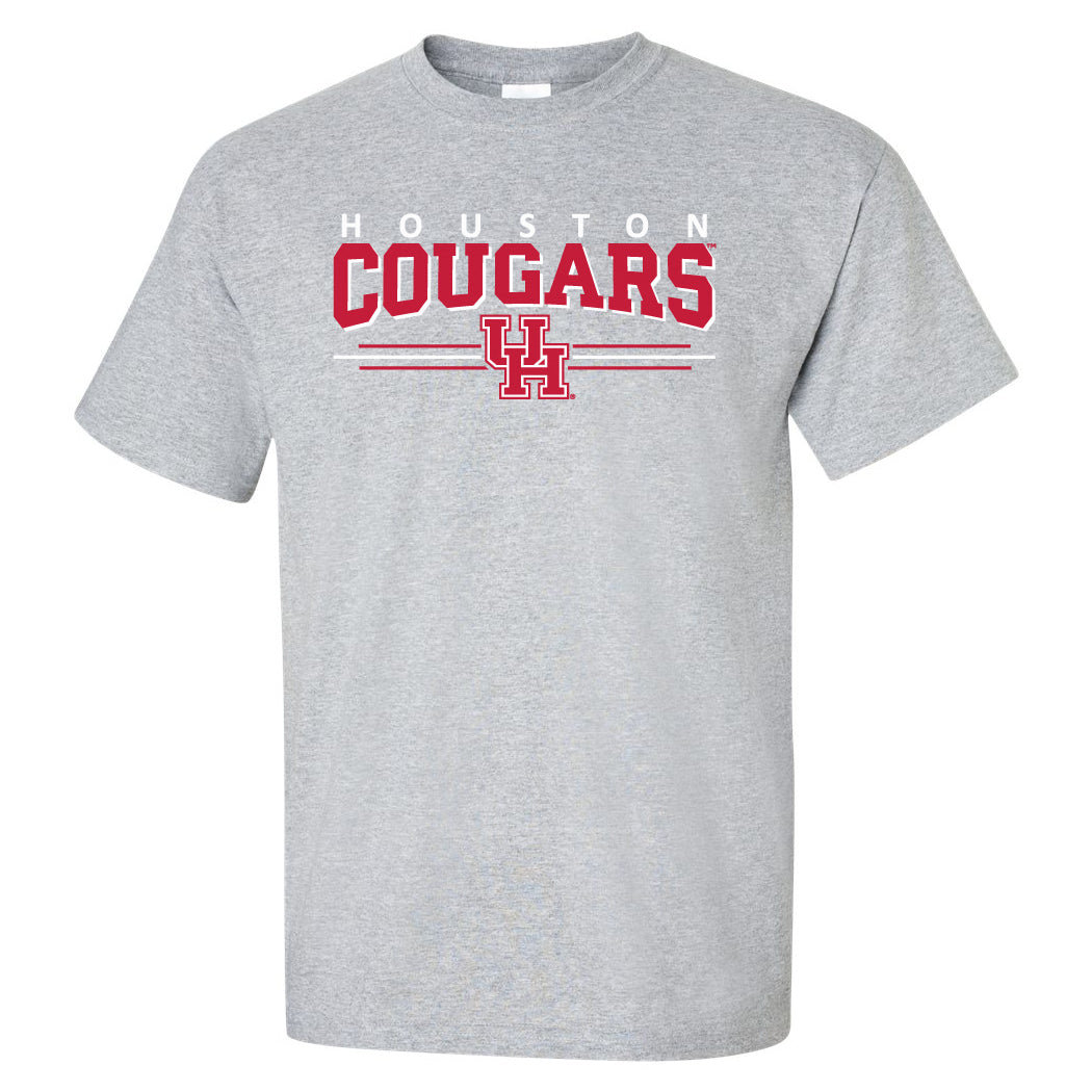 Houston Cougars Tee Shirt - Cougars 3-Stripe UH Logo