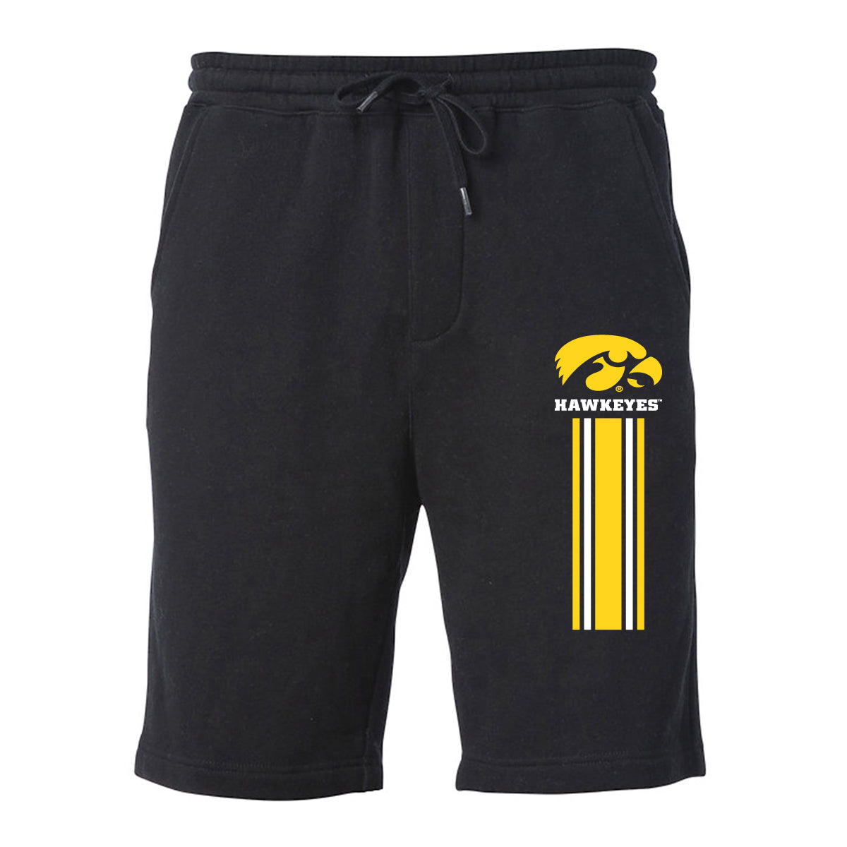 Iowa Hawkeyes Premium Fleece Shorts - Vertical Stripe with Tigerhawk