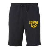 Iowa Hawkeyes Premium Fleece Shorts - Arched Iowa with Tigerhawk Oval
