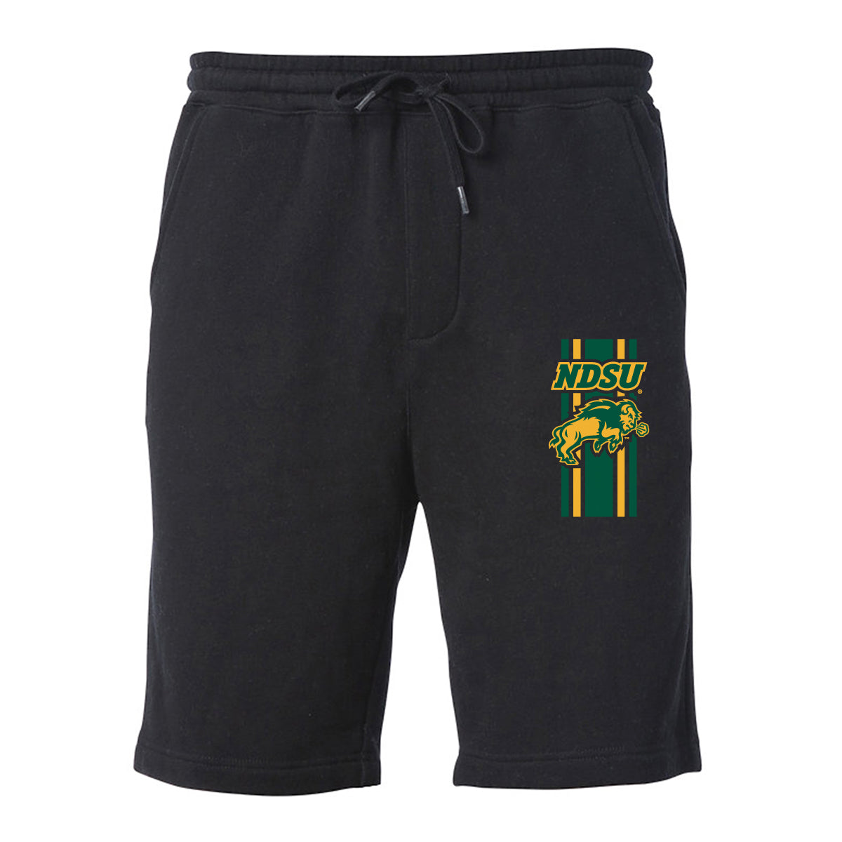 NDSU Bison Premium Fleece Shorts - NDSU Bison Logo Vert Stripe