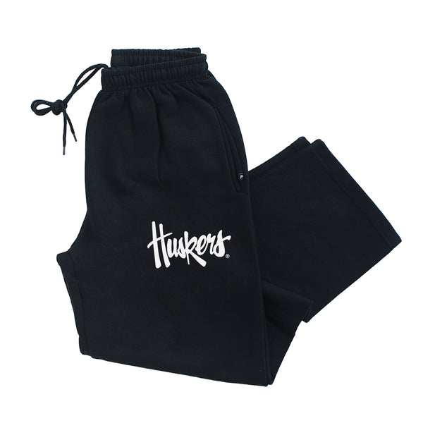 Nebraska Huskers Premium Fleece Sweatpants - White Script Huskers
