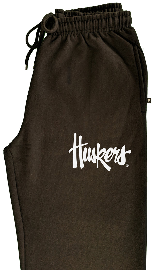Nebraska Huskers Premium Fleece Sweatpants - White Script Huskers