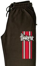 Nebraska Husker Sweatpants - Vertical Stripe Script Huskers